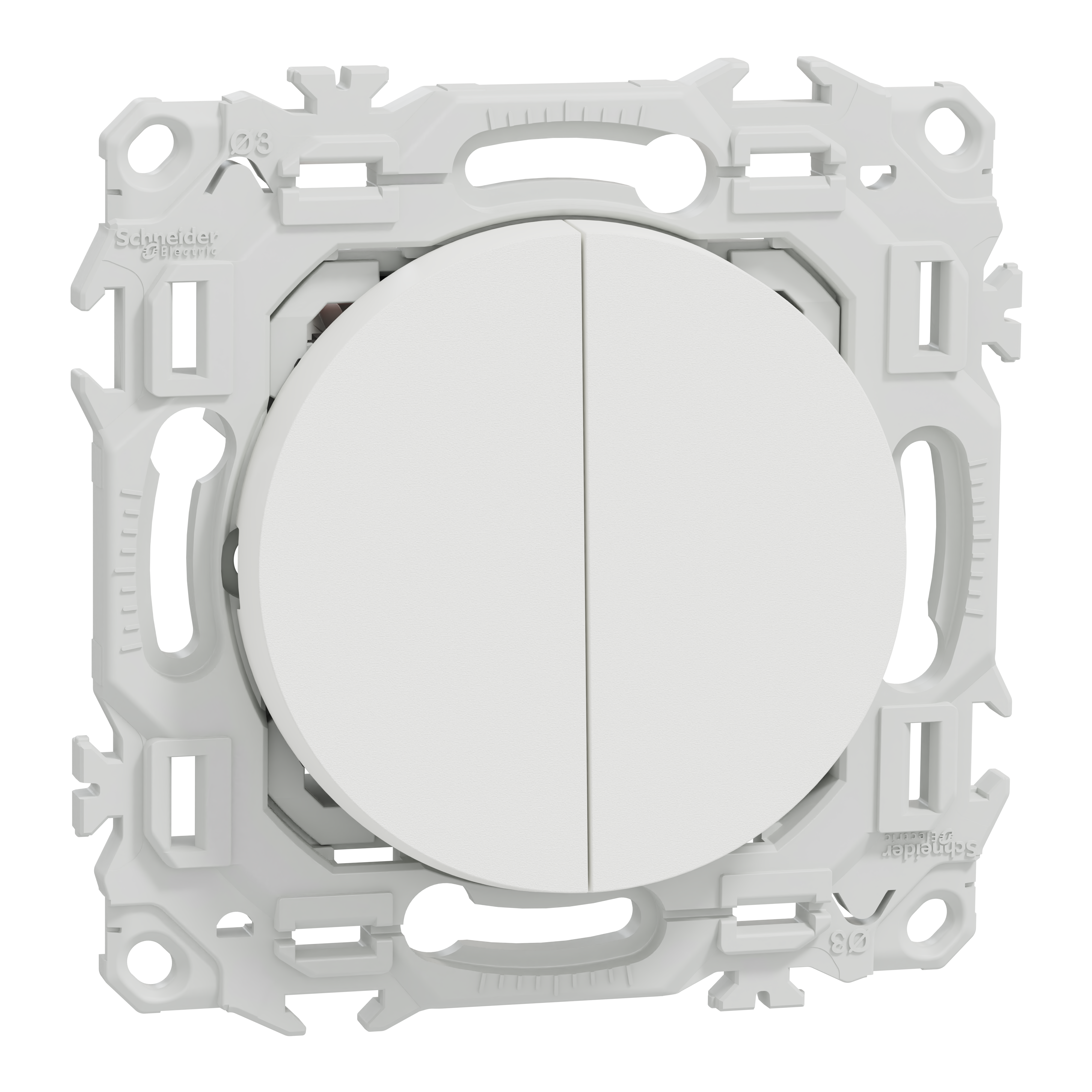 Double interrupteur va-et-vient ou poussoir Odace, SCHNEIDER ELECTRIC, blanc - 2