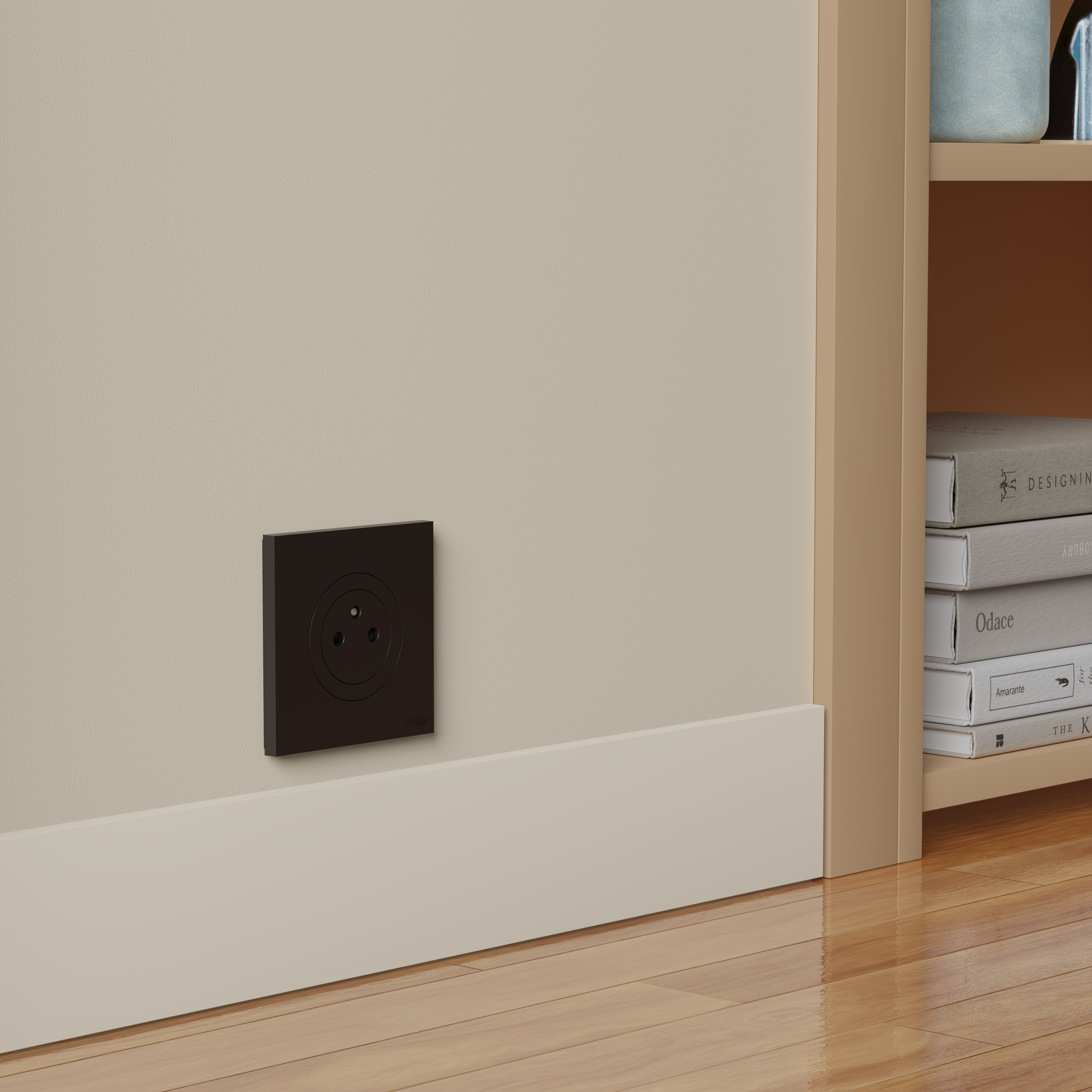 Prise affleurante avec terre Odace, SCHNEIDER ELECTRIC, noir - 2