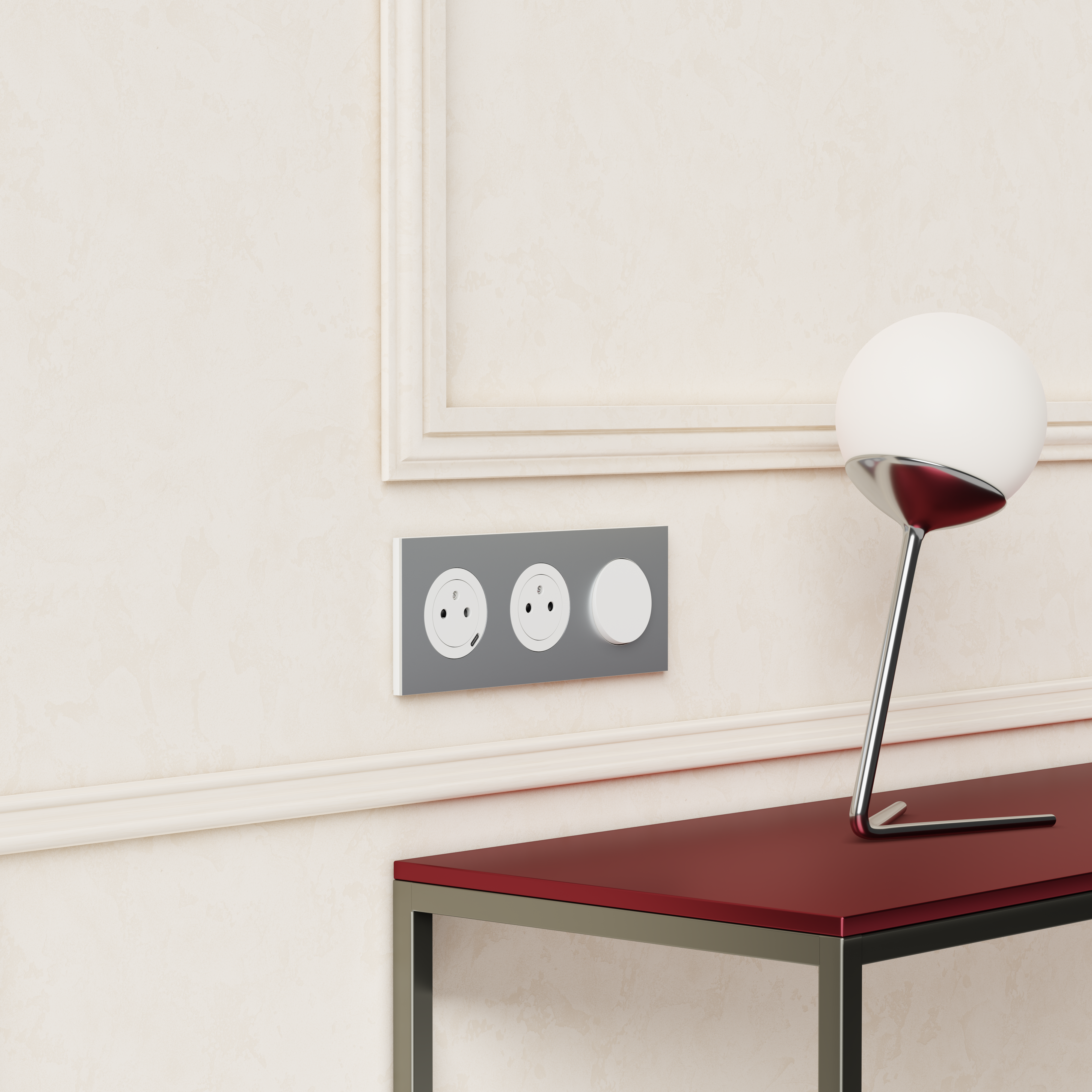 Prise affleurante avec terre + chargeur USB C Odace, SCHNEIDER ELECTRIC, blanc - 3