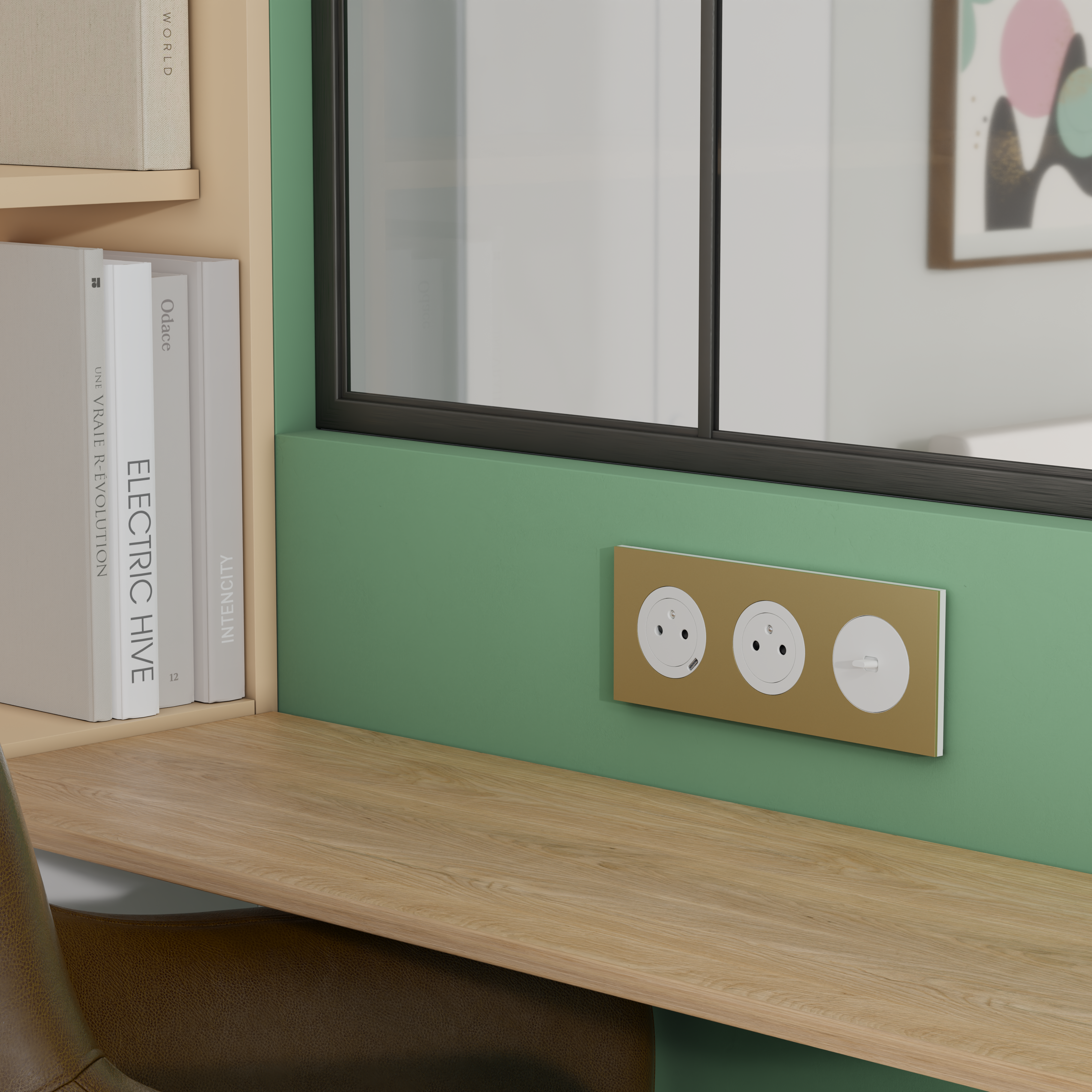 Prise affleurante avec terre + chargeur USB C Odace, SCHNEIDER ELECTRIC, blanc - 14