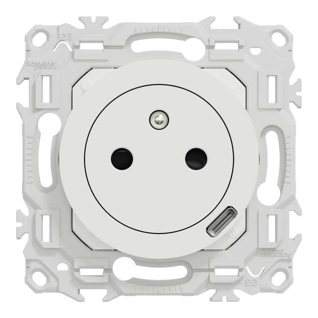 Prise de courant 2P+T + USB-C encastrable ODACE  - SCHNEIDER ELECTRIC