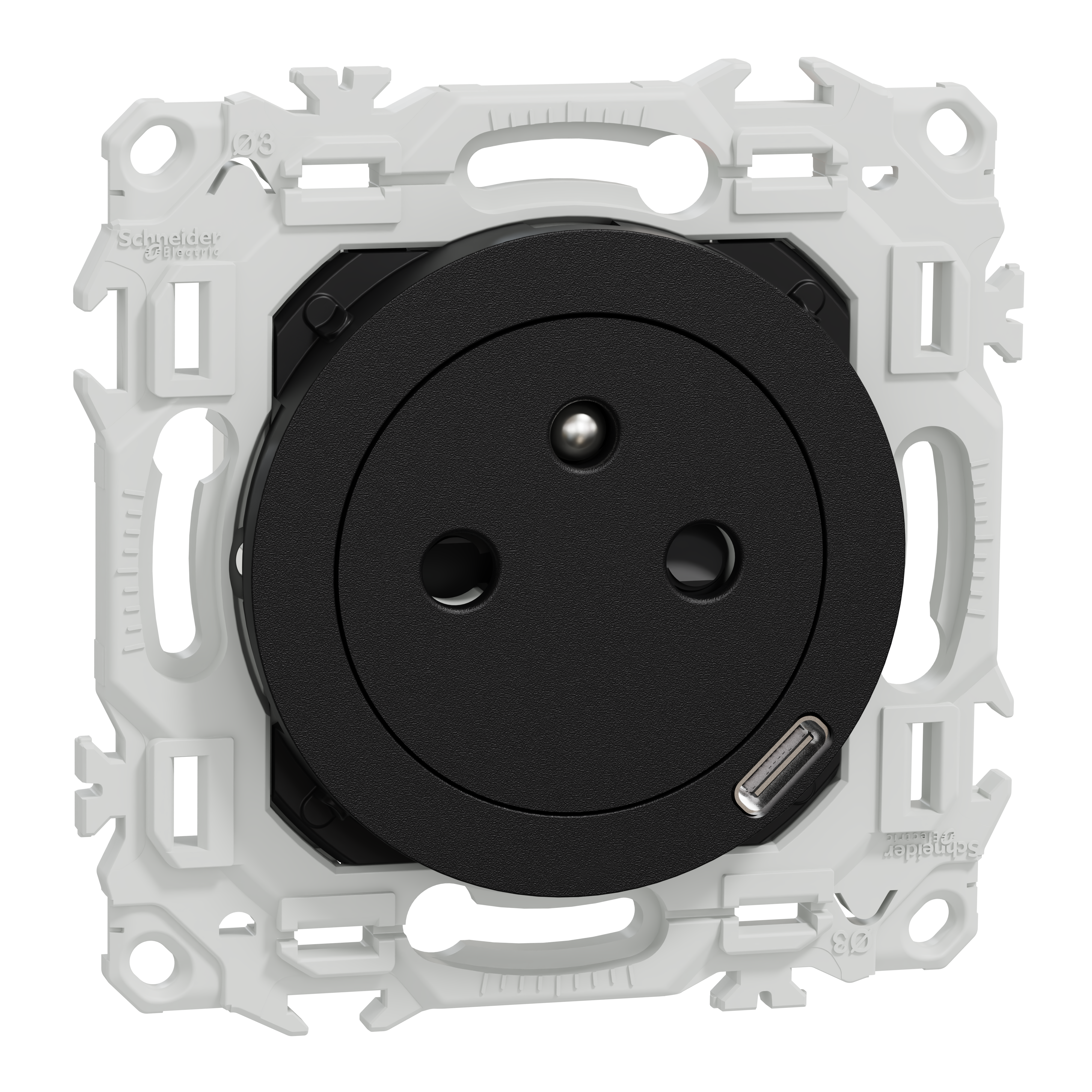 Prise de courant 2P+T + USB-C encastrable ODACE   - SCHNEIDER ELECTRIC - 8
