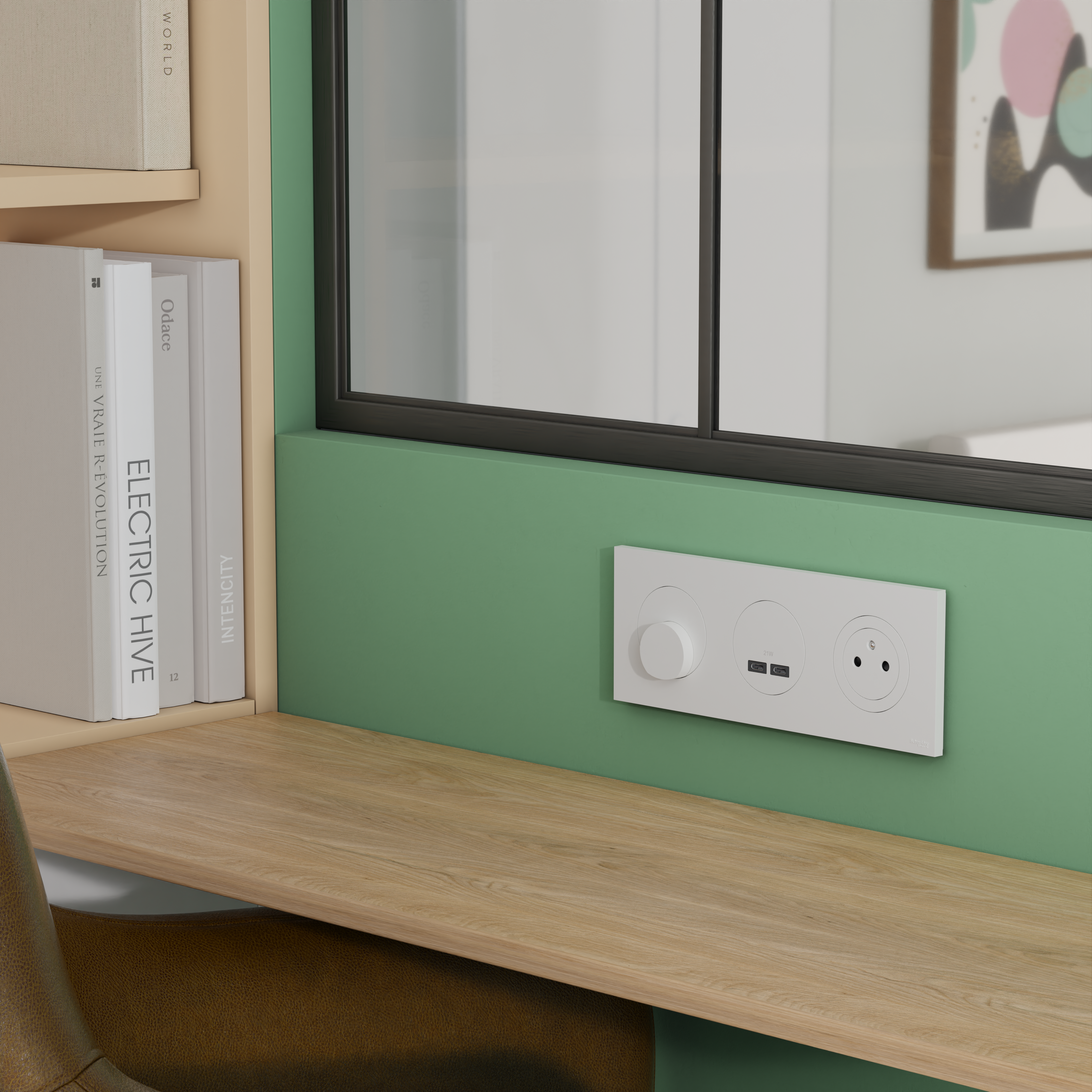 Prise chargeur USB C + C Odace, SCHNEIDER ELECTRIC, blanc - 5