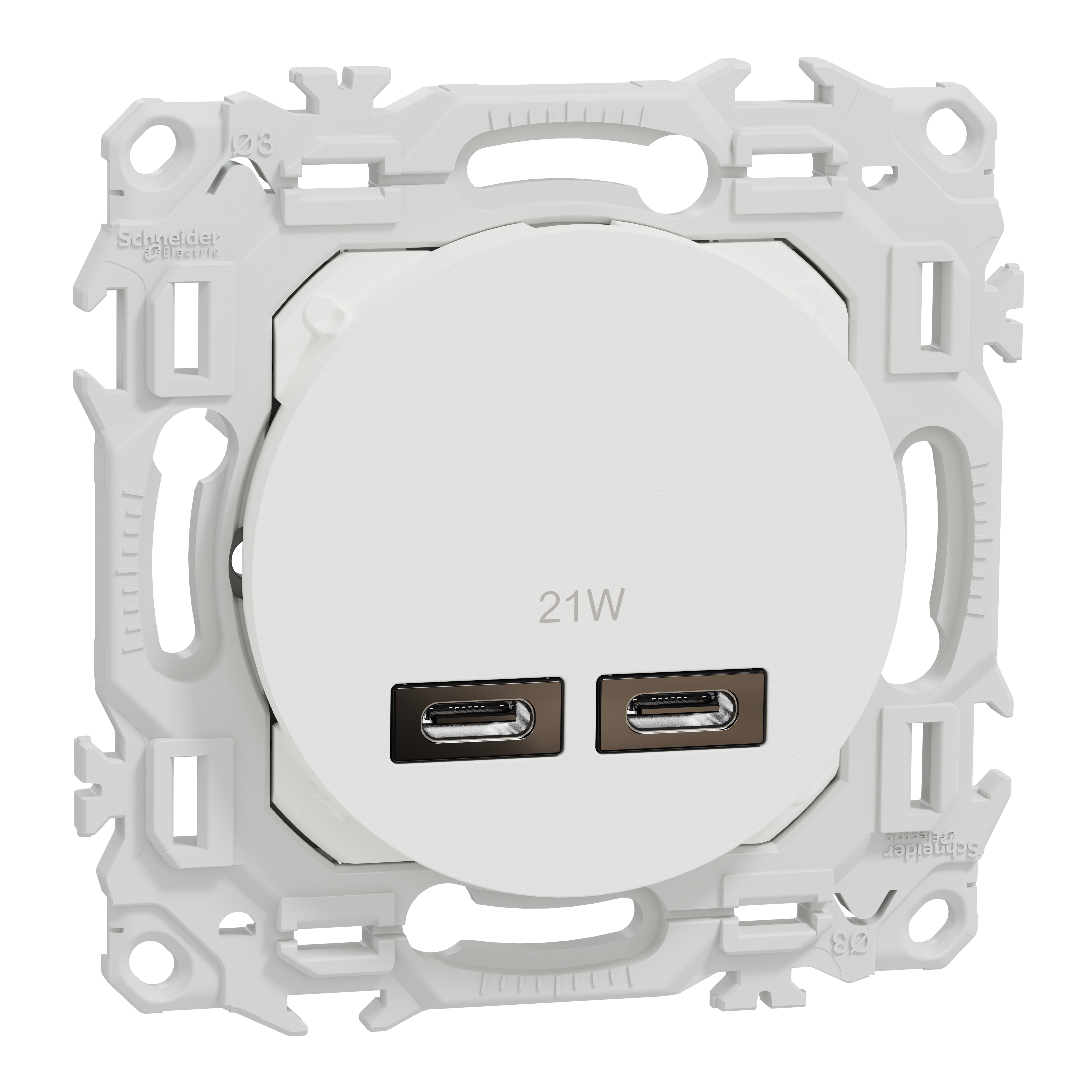 Prise chargeur USB C + C Odace, SCHNEIDER ELECTRIC, blanc - 2