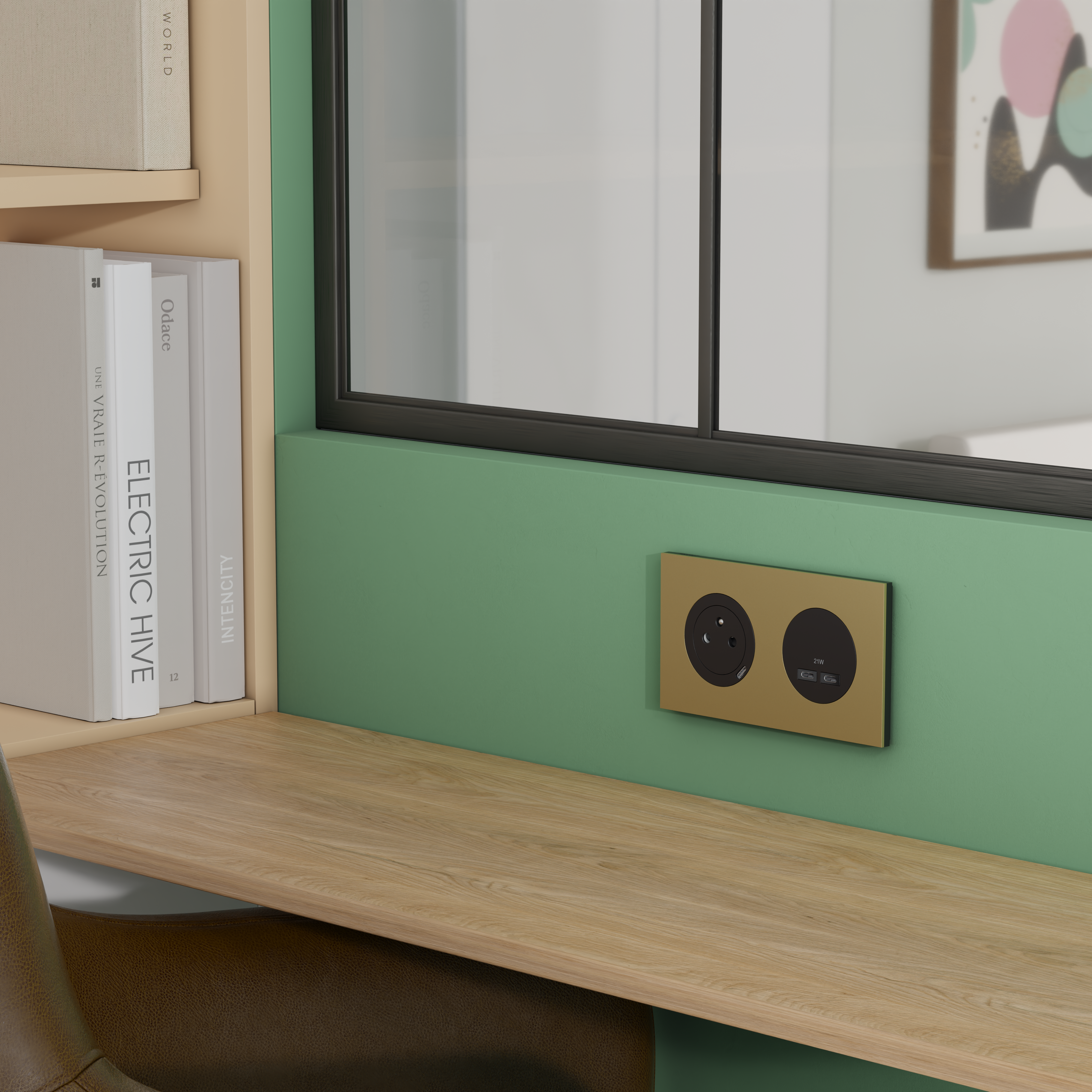 Prise chargeur USB C+C Odace, SCHNEIDER ELECTRIC, noir - 3