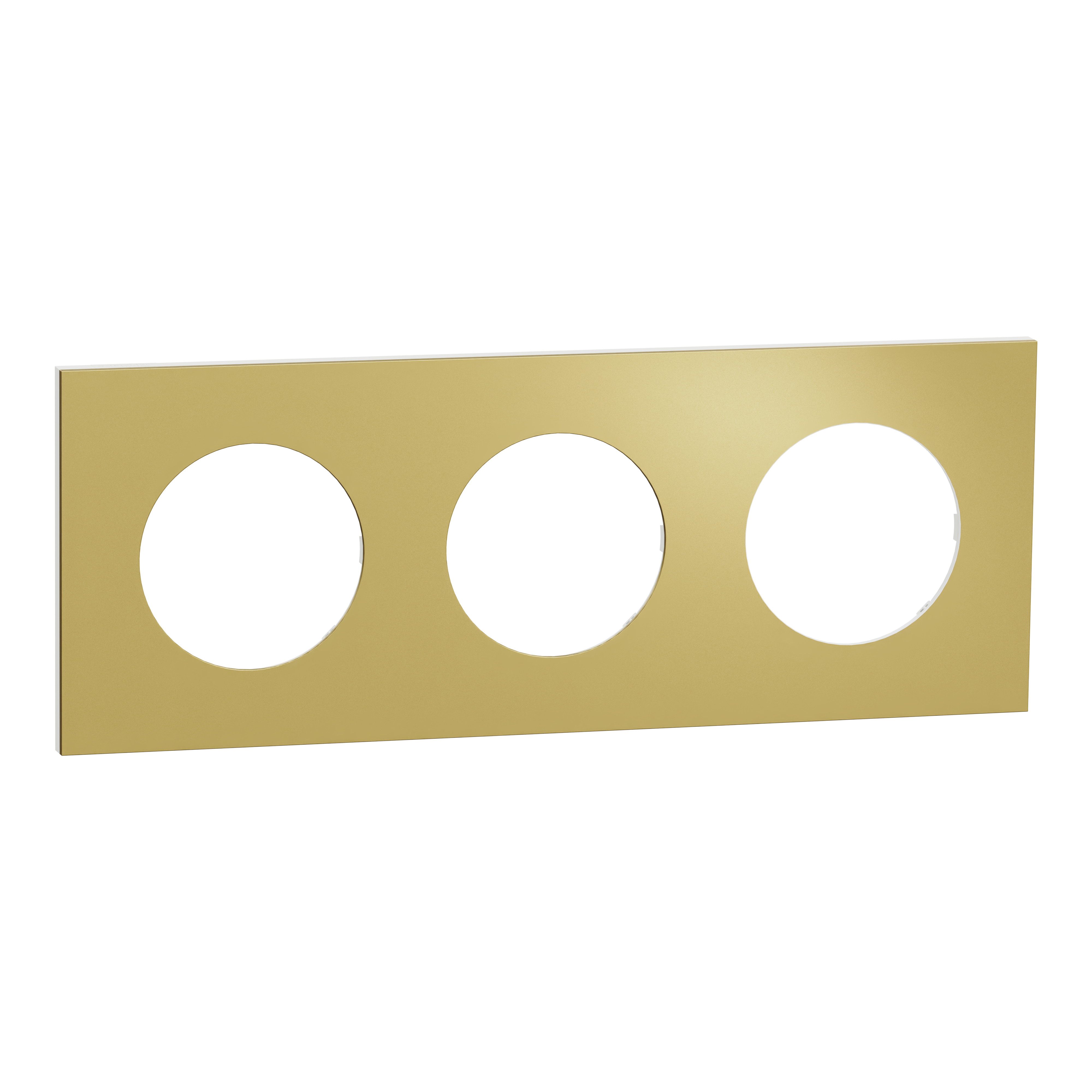 Plaque triple Odace Métal, SCHNEIDER ELECTRIC, effet laiton support blanc - 2