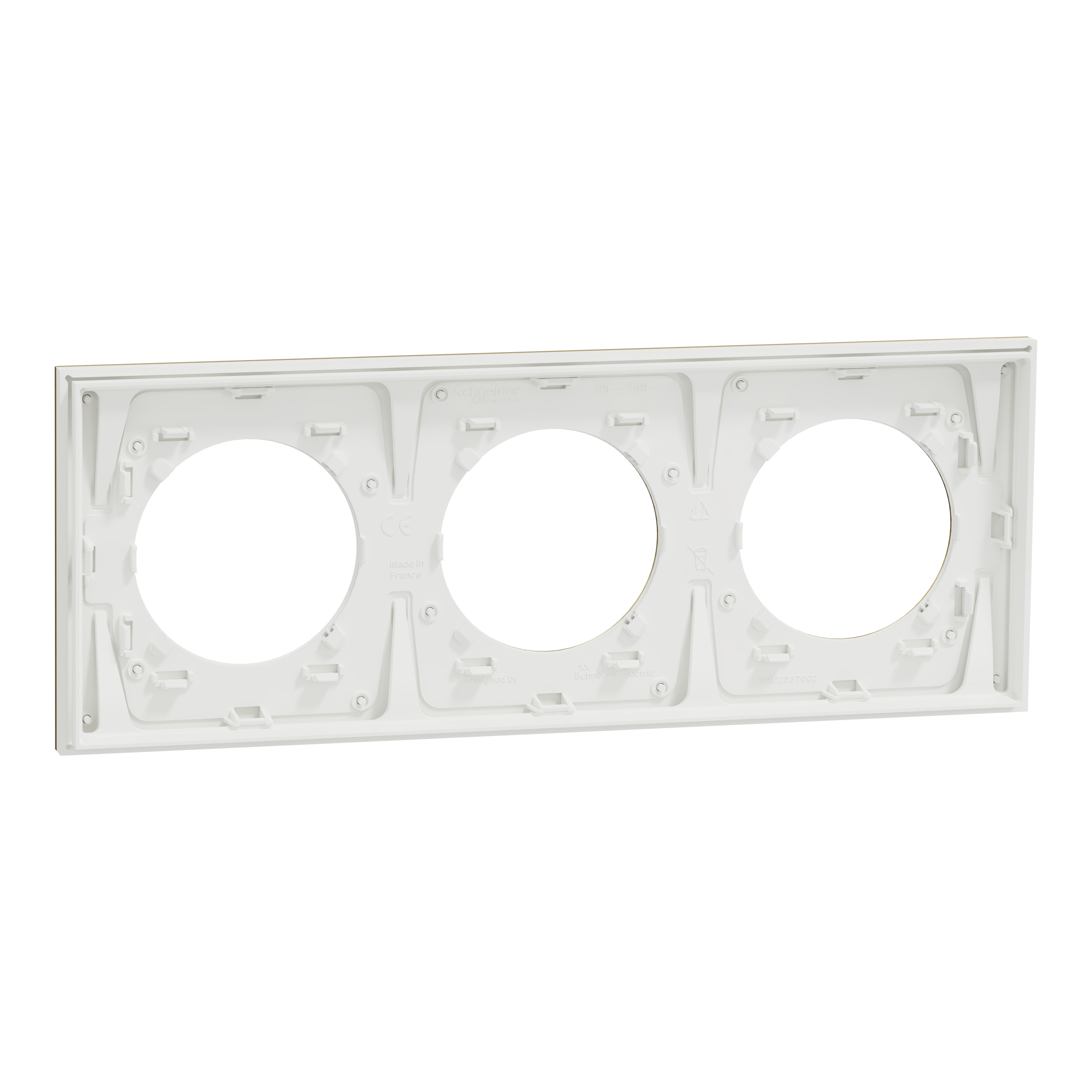 Plaque triple Odace Métal, SCHNEIDER ELECTRIC, effet laiton support blanc - 7