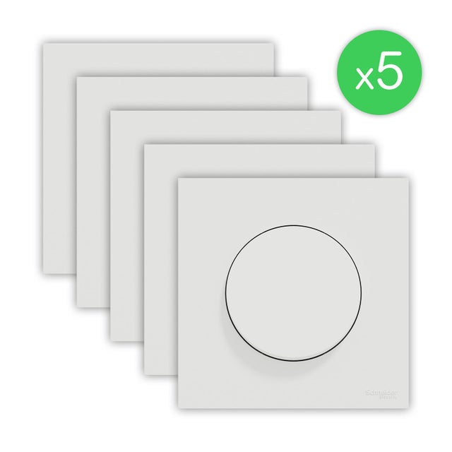 Lot 5 interrupteurs va-et-vient/pouss. complet Odace, SCHNEIDER ELECTRIC , blanc
