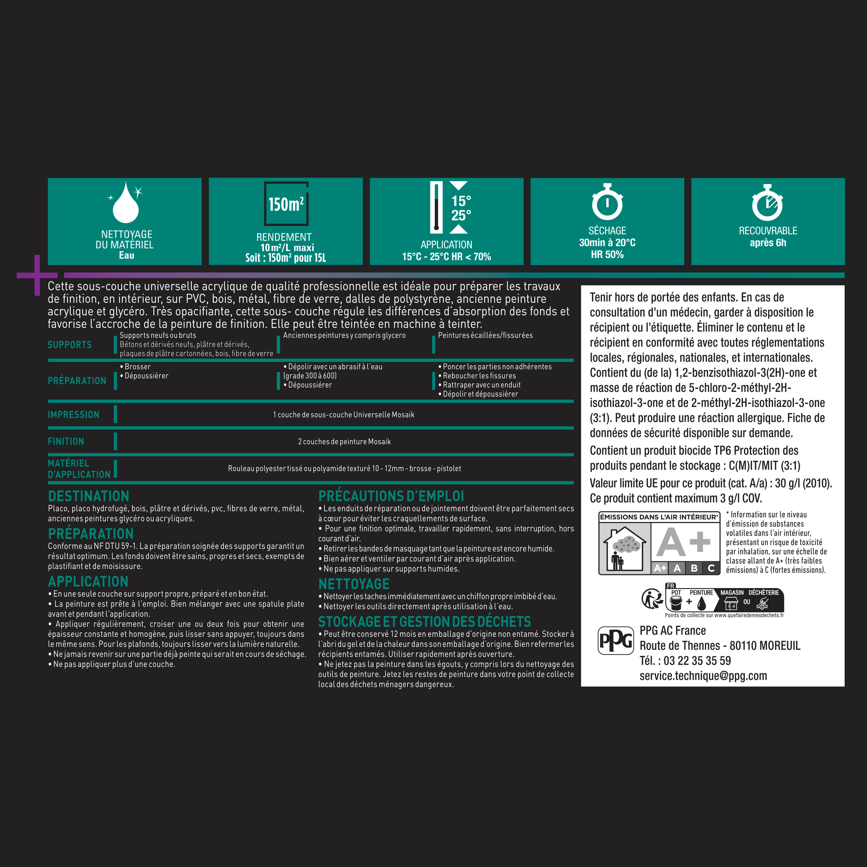 Sous-couche universelle blanc 15 L - MOSAIK - 4