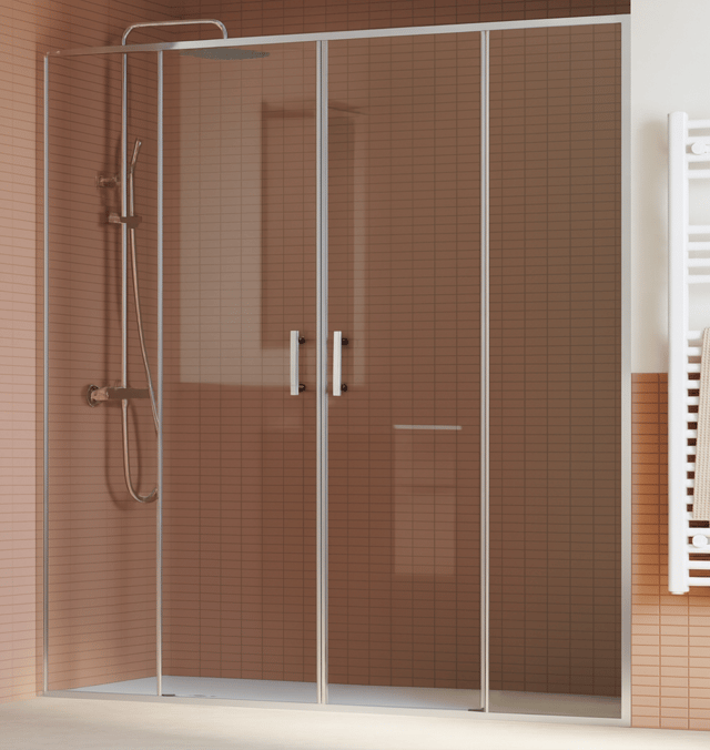 MAMPARA DE DUCHA FRONTAL 160cm. 2 PUERTAS VICTORIA PLUS PLATA