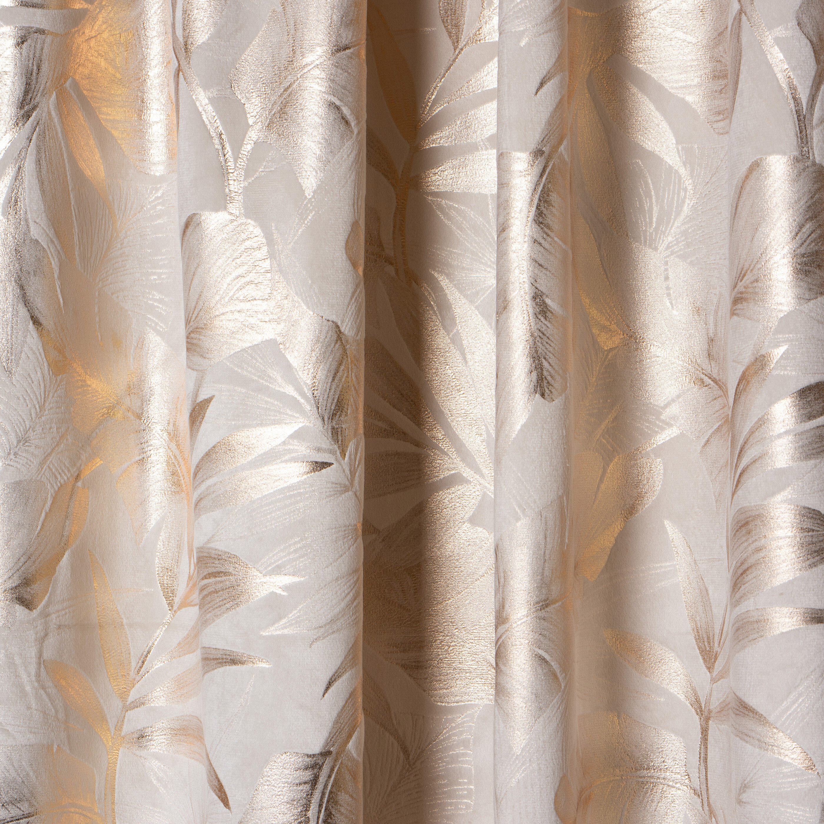 Zasłona Velora Liście kremowo-złota 140 x 260 cm na taśmie - 4