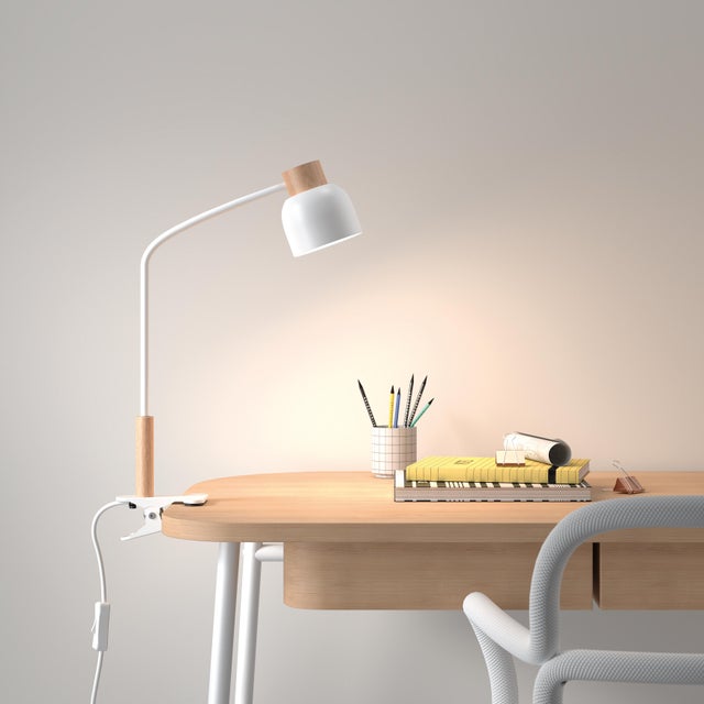 Lámpara de mesa sin cable LED flexible Upa LEDS C4 con estructura de acero blanco pantalla blanca de acero luz neutra 4000K