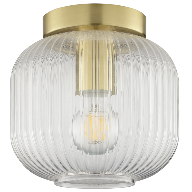 Plafoniera LED Dipsy ottone paralume trasparente ø 20 cm IP44 E27 INSPIRE