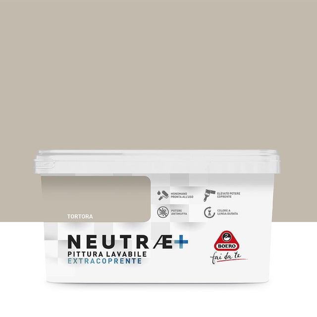 Pittura per interni per parete e soffitto antimuffa, BOERO FAI DA TE NEUTRAE+ beige tortora opaco, 2.5 L
