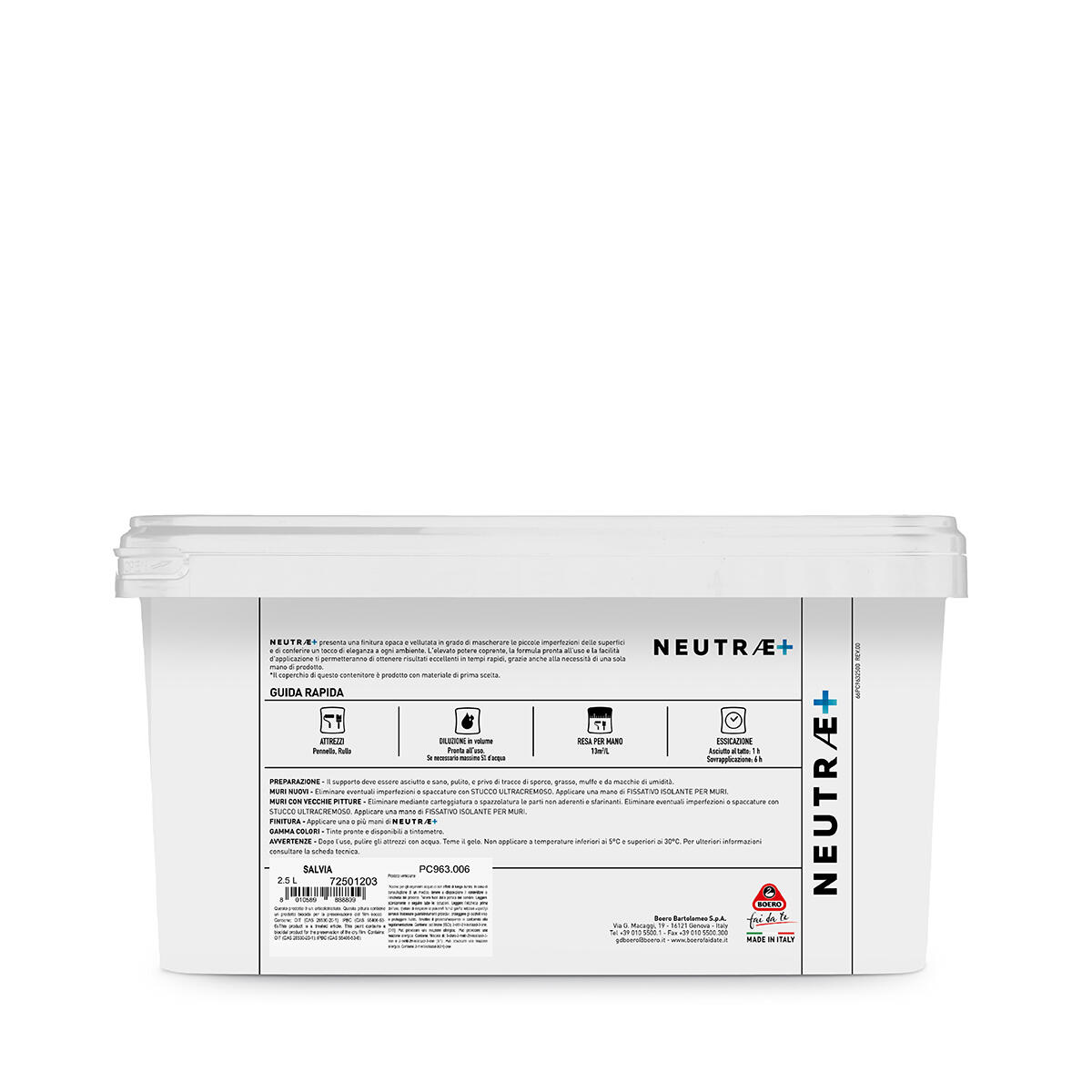 Pittura per interni per parete e soffitto antimuffa, BOERO FAI DA TE NEUTRAE+ verde salvia opaco, 2.5 L - 5