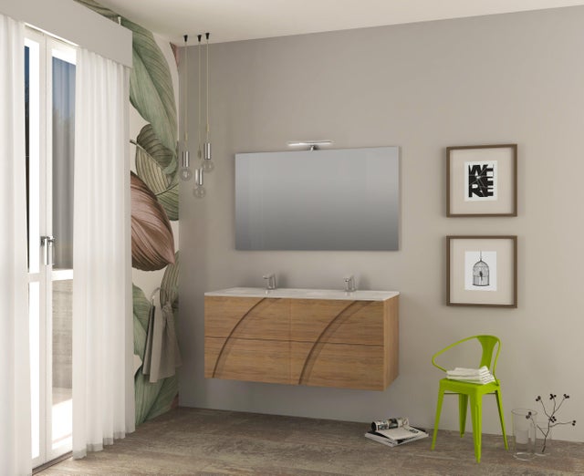 Mobile bagno sospeso con lavabo L 120 x H 55 x P 46 cm rovere tabacco Monica