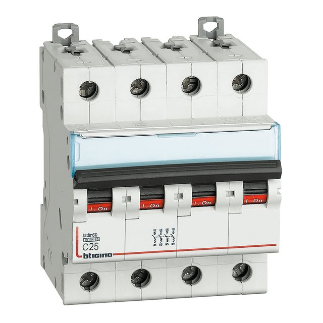 Interruttore magnetotermico BTICINO 4P 25A 6kA 4M 380V FN84C25