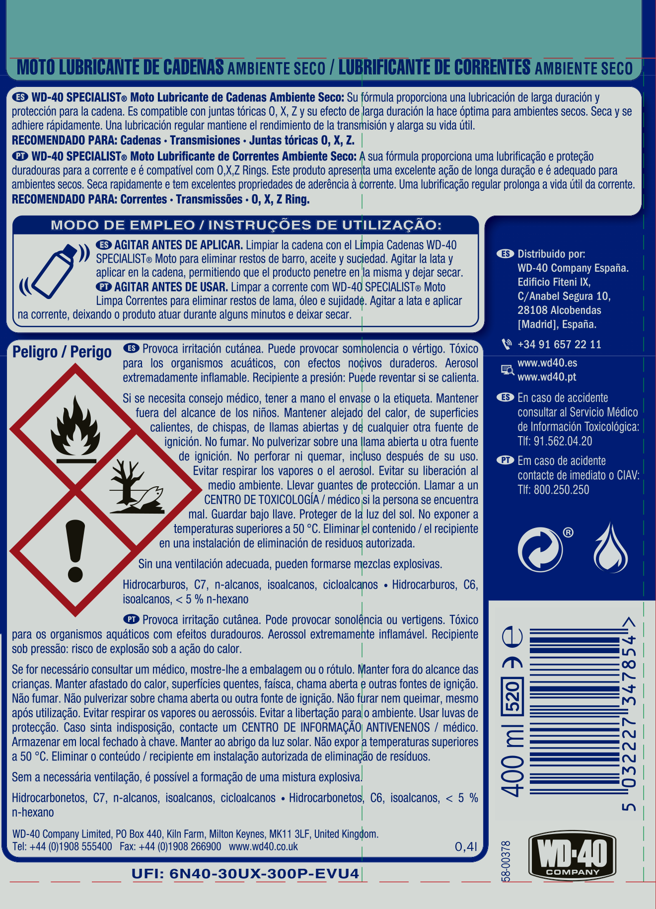 Lubrificante de correntes WD-40 AEROSSOL 400ML - 4