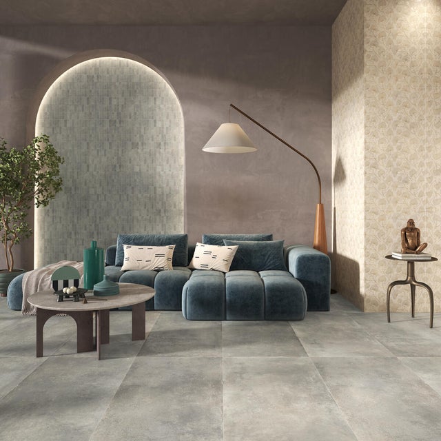 Piastrella da pavimento e rivestimento interno in gres porcellanato 60 x 119.8 cm rettificato smaltato digitale grigio opaco Hakido R9 traffico intenso (pei 4/5) Sp. 7.4 mm 1.44 mq
