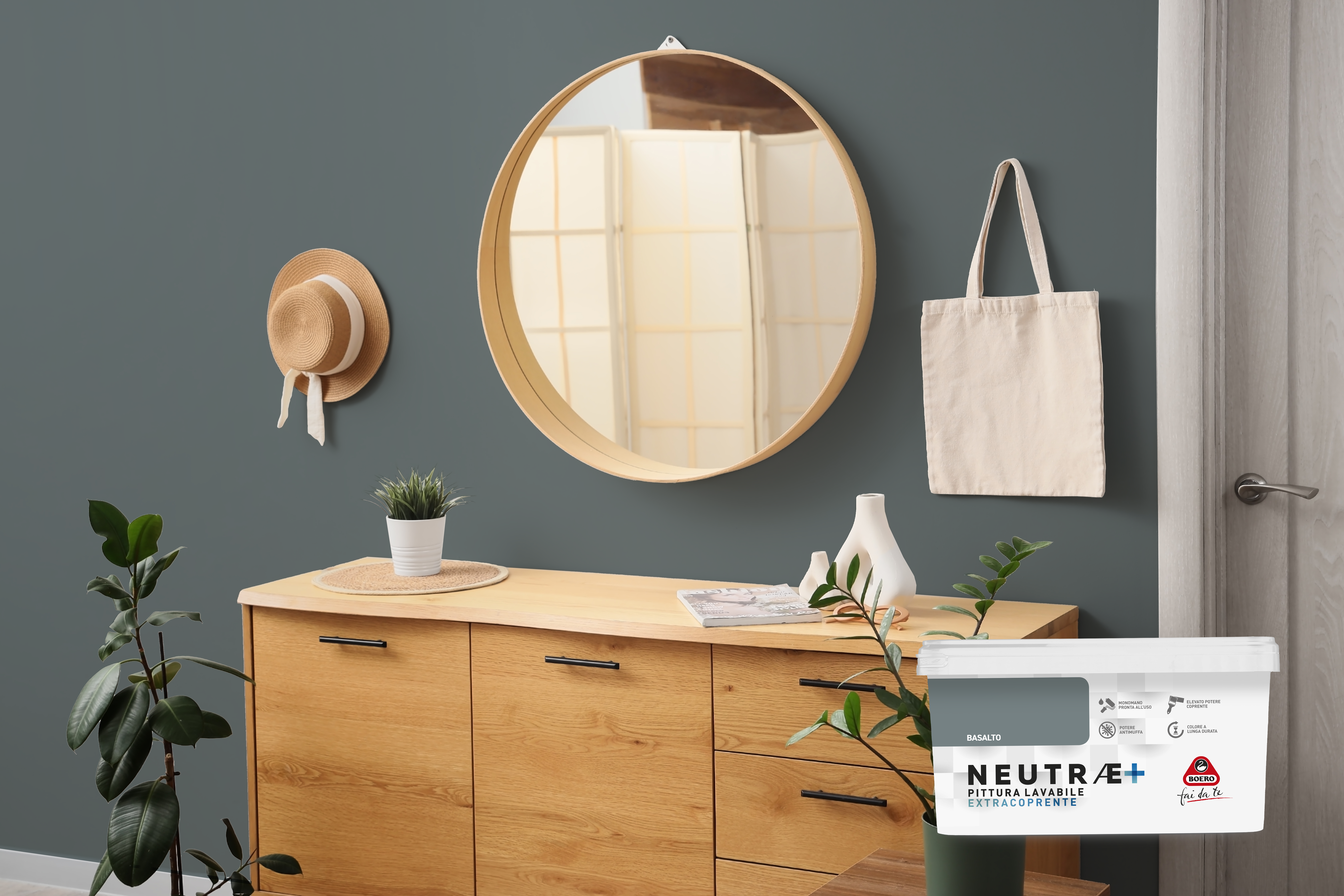 Pittura per interni per parete e soffitto antimuffa, BOERO FAI DA TE NEUTRAE+ opaco, 2.5 L - 4