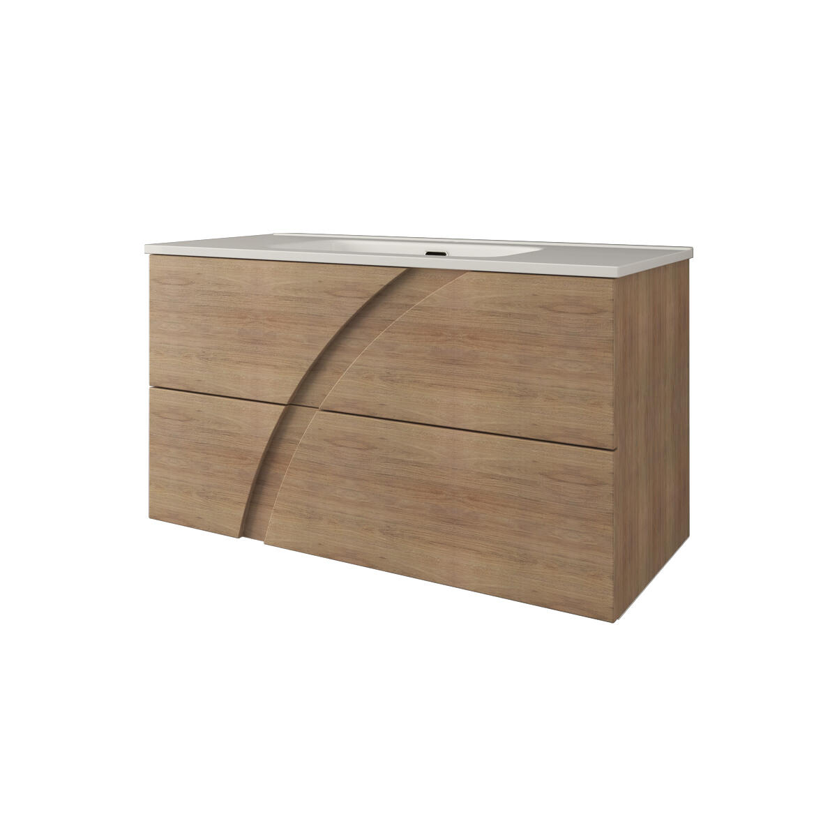 Mobile bagno da fissare con lavabo Monica L 100 x H 55 x P 46 cm rovere tabacco effetto legno - 3