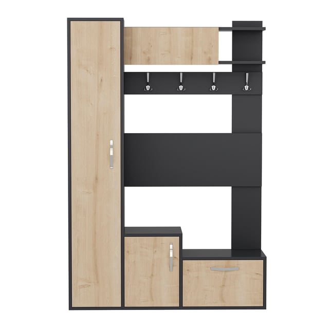 Mobile ingresso L 125 x H 184 x P 35 cm beige e grigio