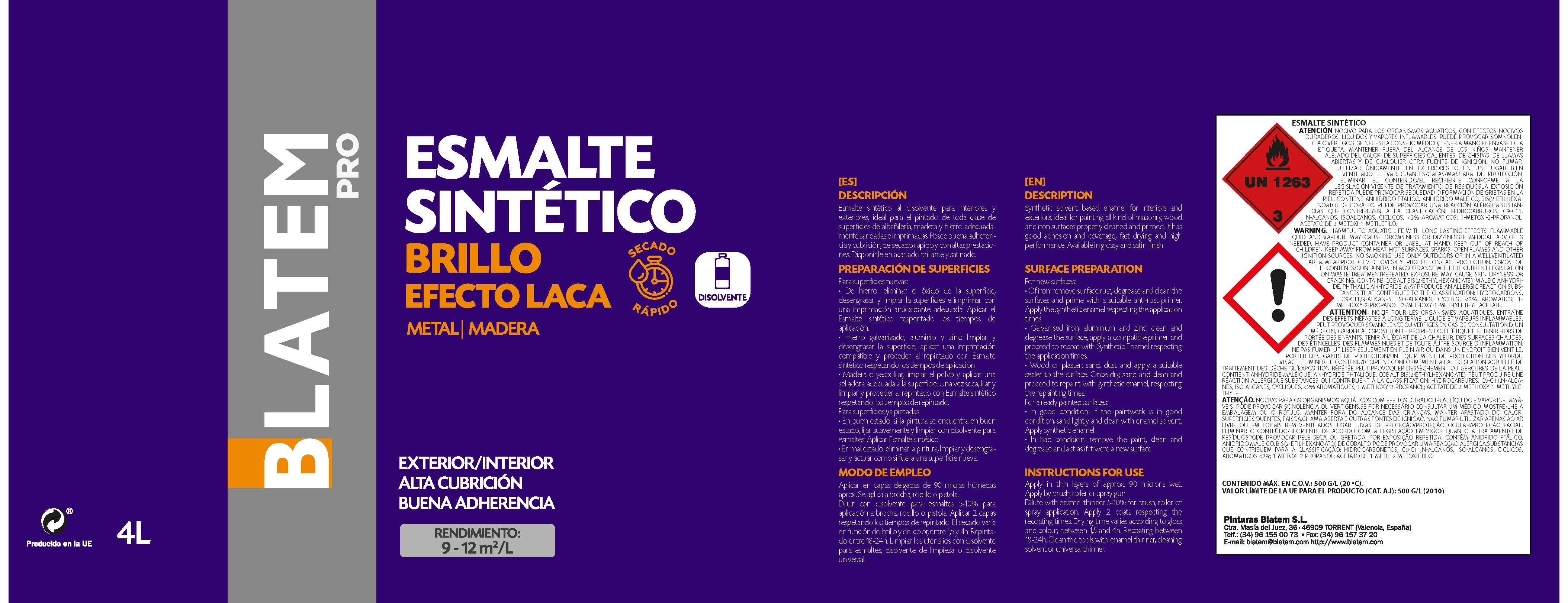 ESMALTE SINTETICO BRILLANTE 4L NEGRO - 3