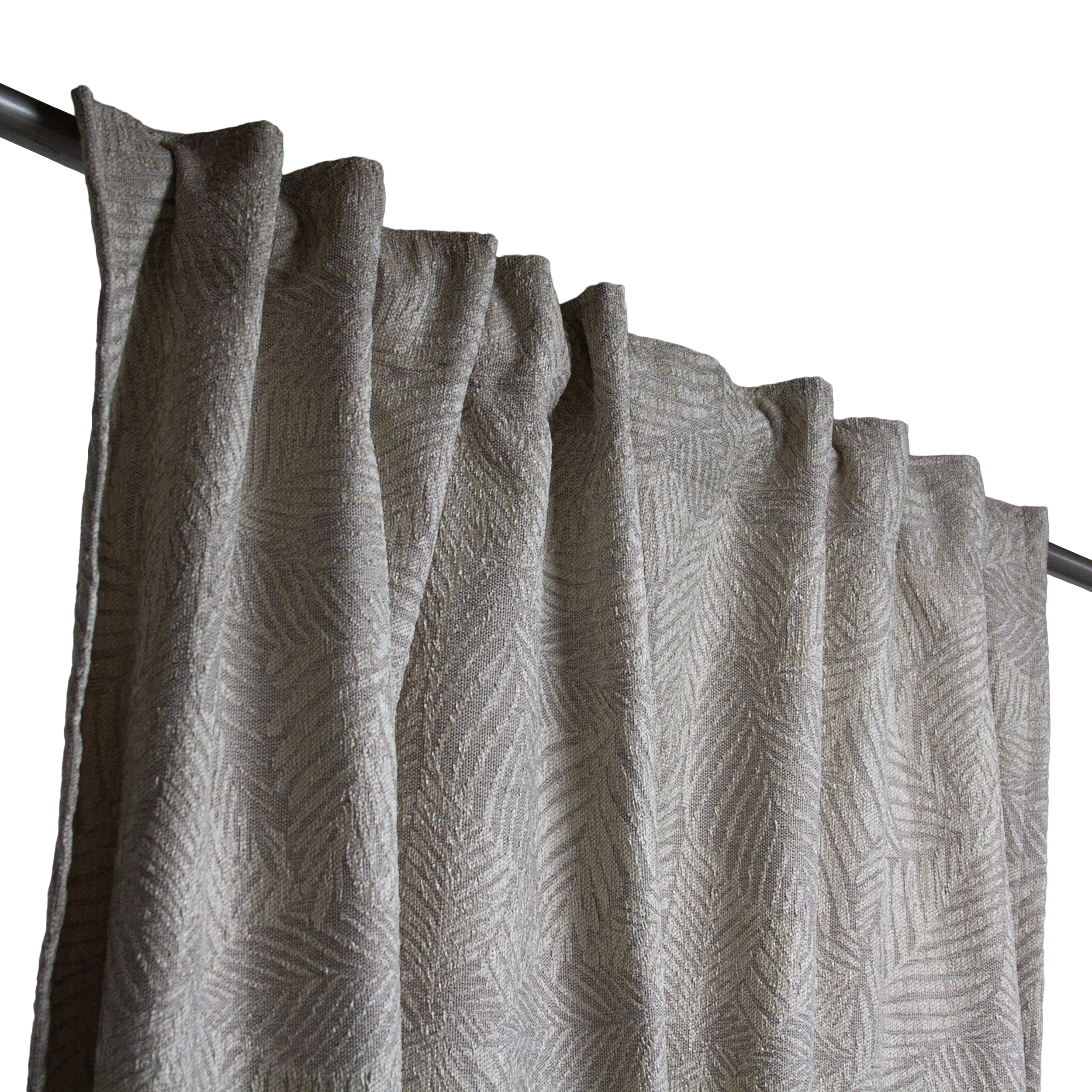 Zasłona żakardowa Leaves beżowa 140 x 280 cm na taśmie - 5