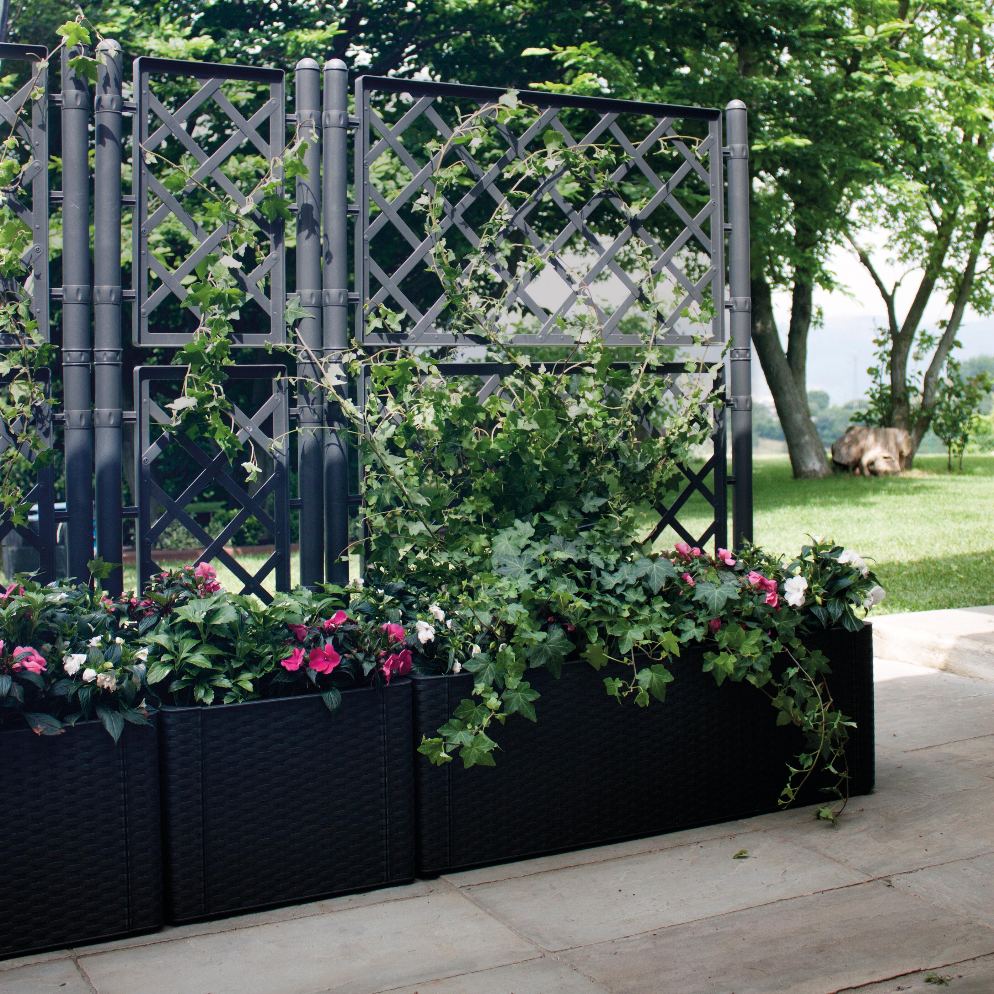Fioriera con grigliato Deluxe STEFANPLAST in polipropilene antracite H 142 x L 100 x P 43 cm - 3