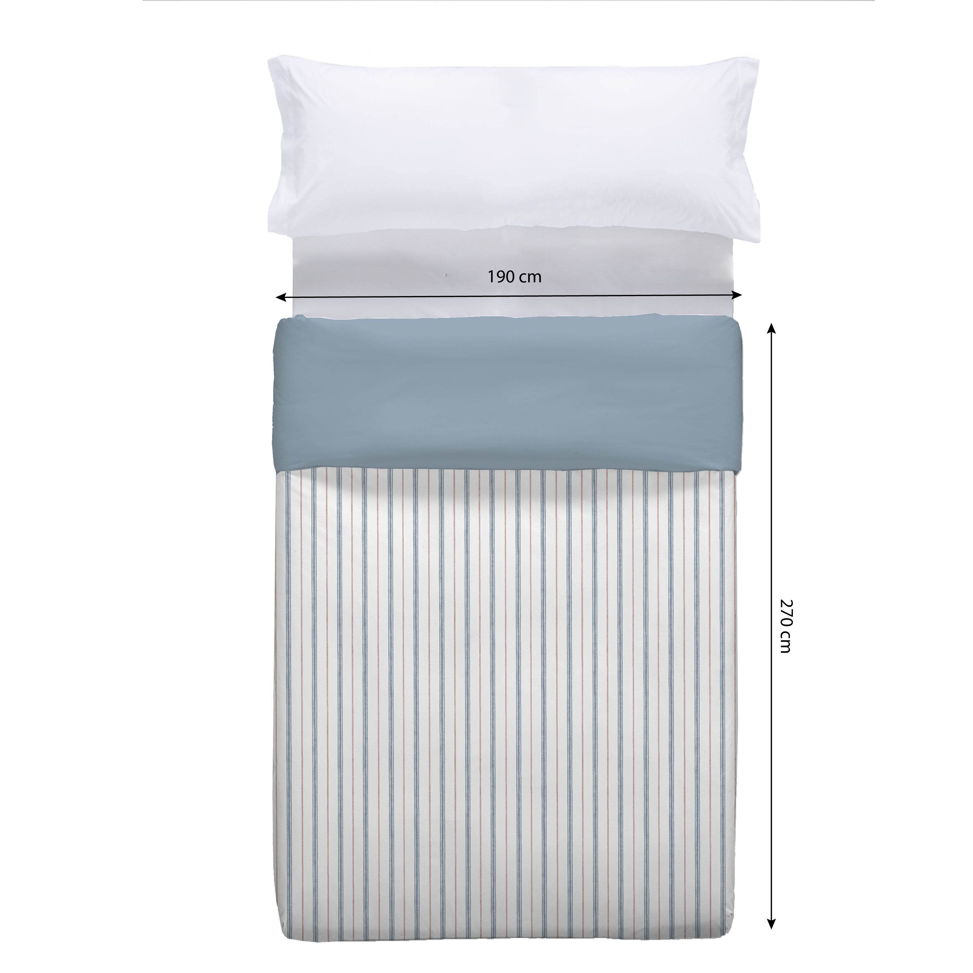 Edredón de cama Ane algodón azul liso rayas 50% algodón 50% poliéster 150 gramos para camas de 90 y 105 cm 150x270 cm - 3