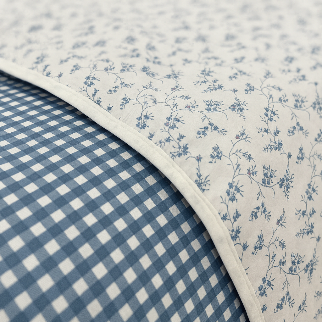 Edredón de cama Ede algodón azul cuadro vichy flor 50% algodón 50% poliéster 150 gramos para camas de 150, 160 y 180 cm  250x270 cm - 6