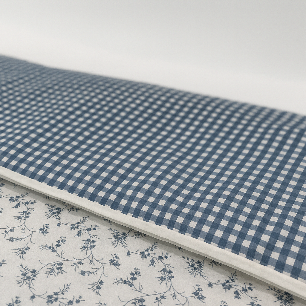 Edredón de cama Ede algodón azul cuadro vichy flor 50% algodón 50% poliéster 150 gramos para camas de 150, 160 y 180 cm  250x270 cm - 5