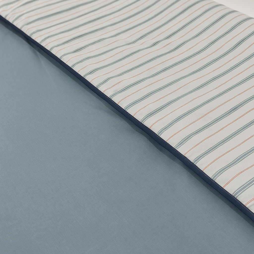 Edredón de cama Ane algodón azul liso rayas 50% algodón 50% poliéster 150 gramos para camas de 90 y 105 cm 150x270 cm - 6