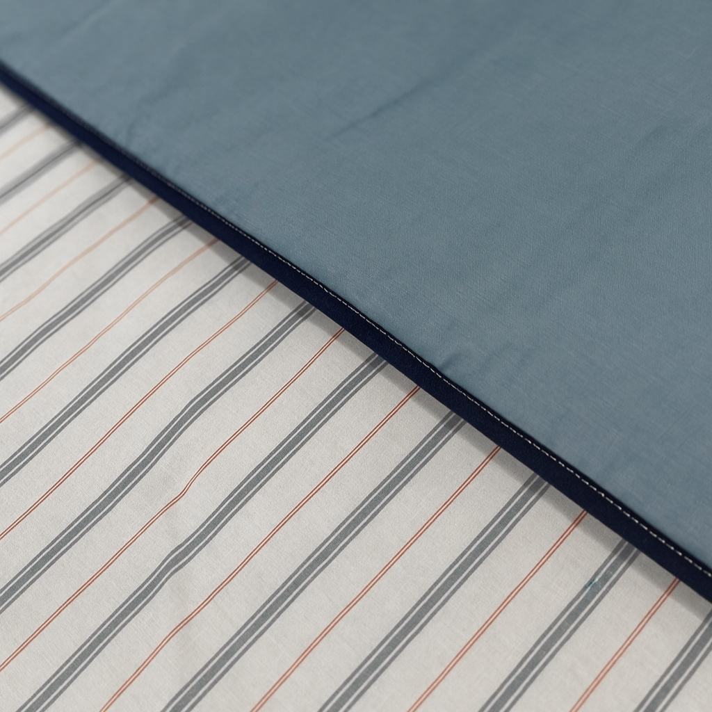 Edredón de cama Ane algodón azul liso rayas 50% algodón 50% poliéster 150 gramos para camas de 90 y 105 cm 150x270 cm - 5