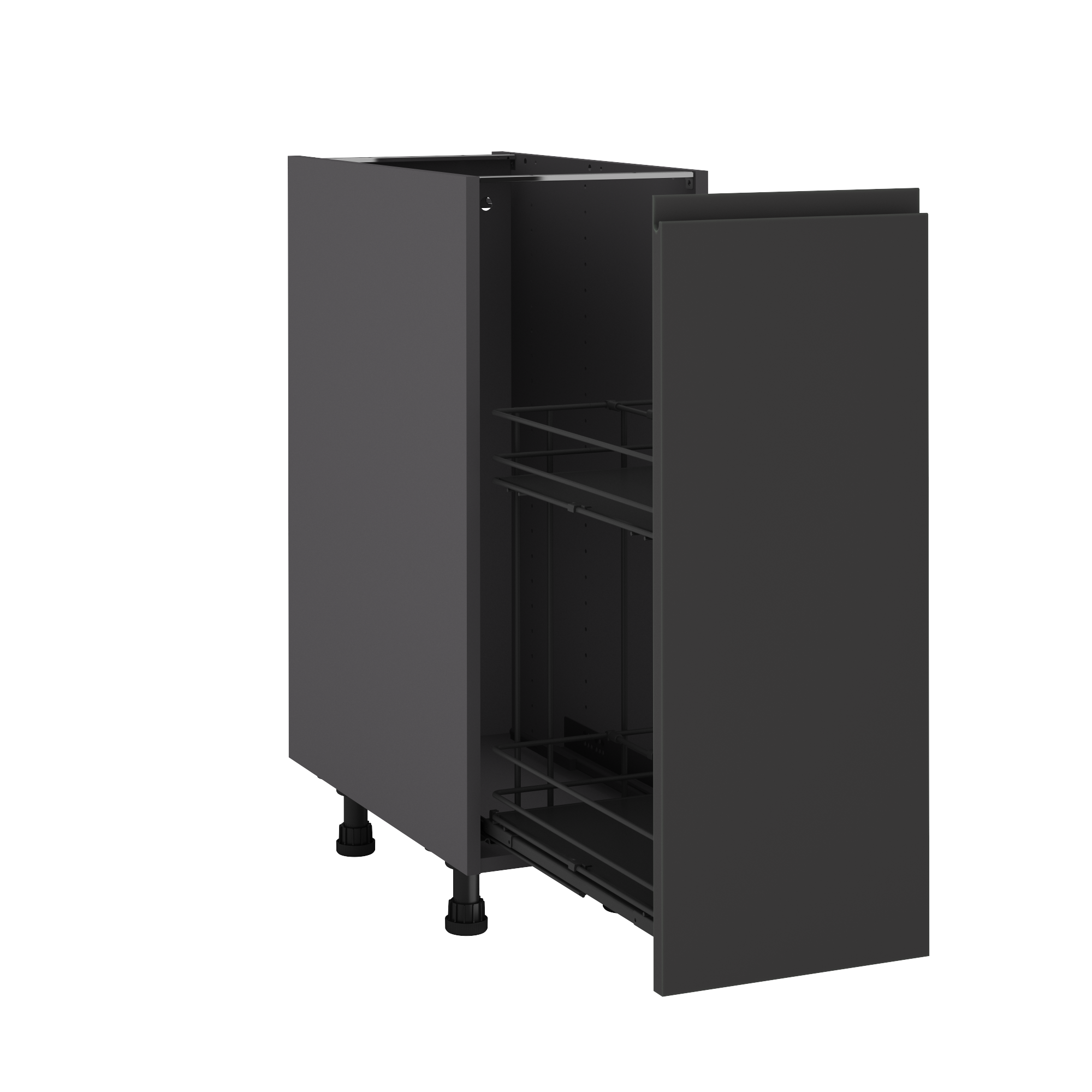 Mueble bajo de cocina delinia id tokyo negro mate 76,8x30 cm botellero especiero extraible