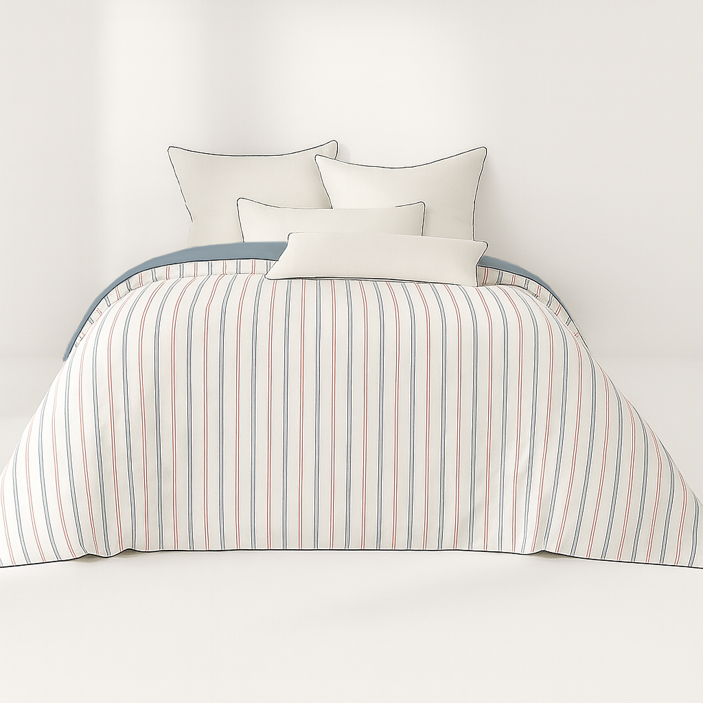 Edredón de cama Ane algodón azul liso rayas 50% algodón 50% poliéster 150 gramos para camas de 90 y 105 cm 150x270 cm - 2