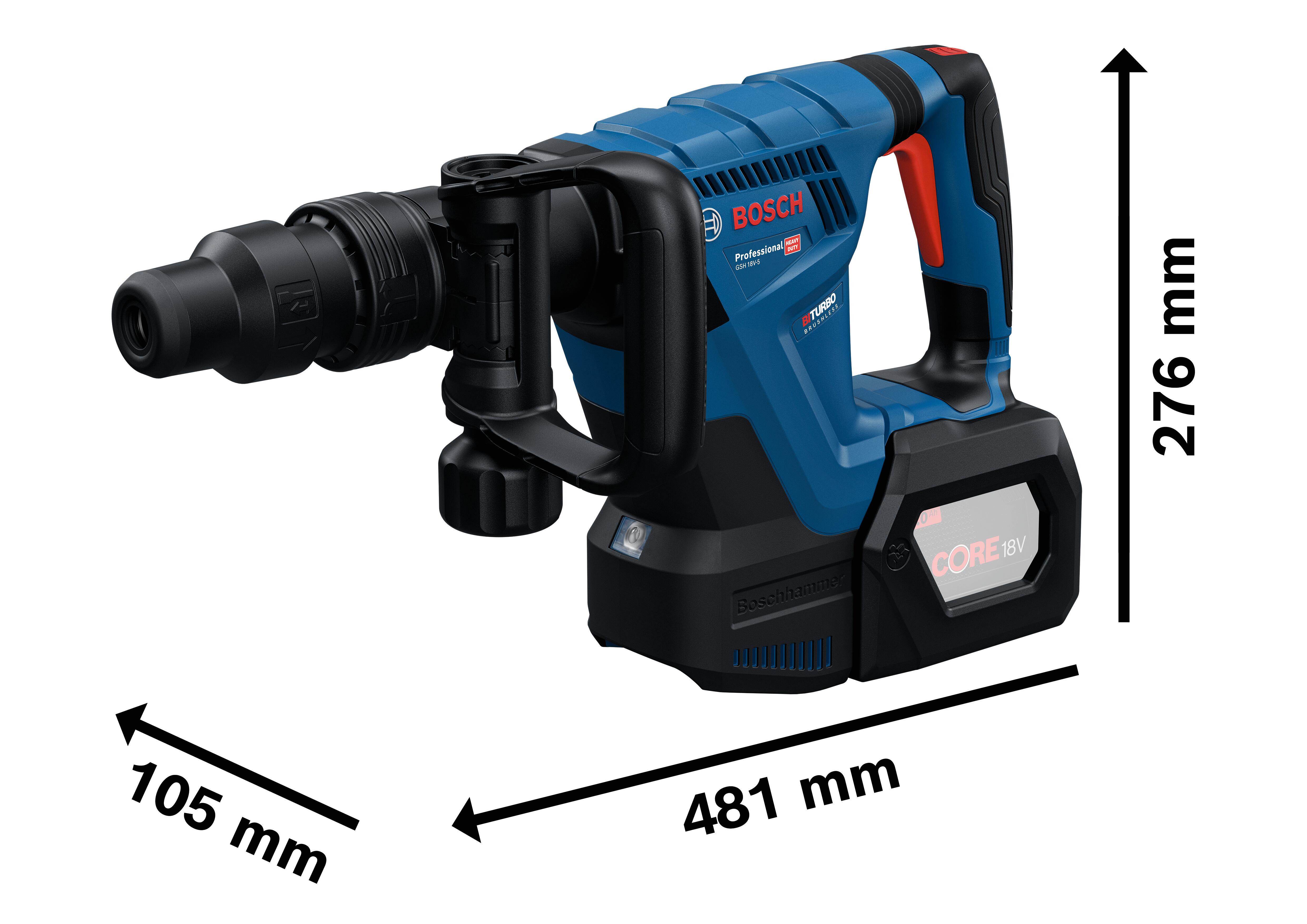 MARTILLO DEMOLEDOR BATERÍA BRUSHLESS BOSCH GSH 18V-5 8.5J 18V SDS-MAX - 6
