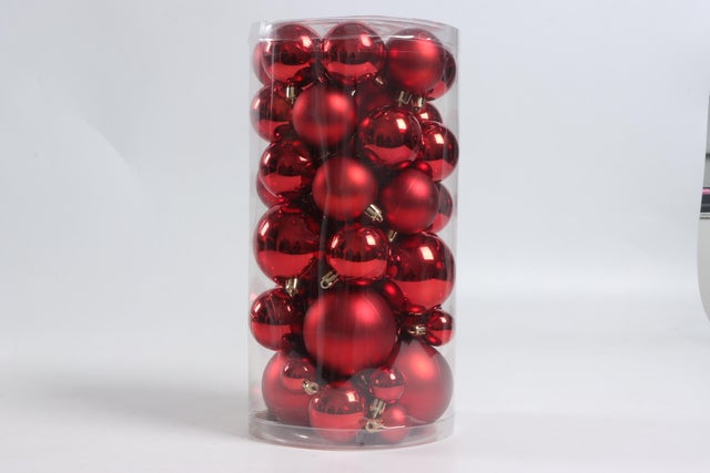 Set di palline natalizie in polistirene rosso confezione da 50 pezzi