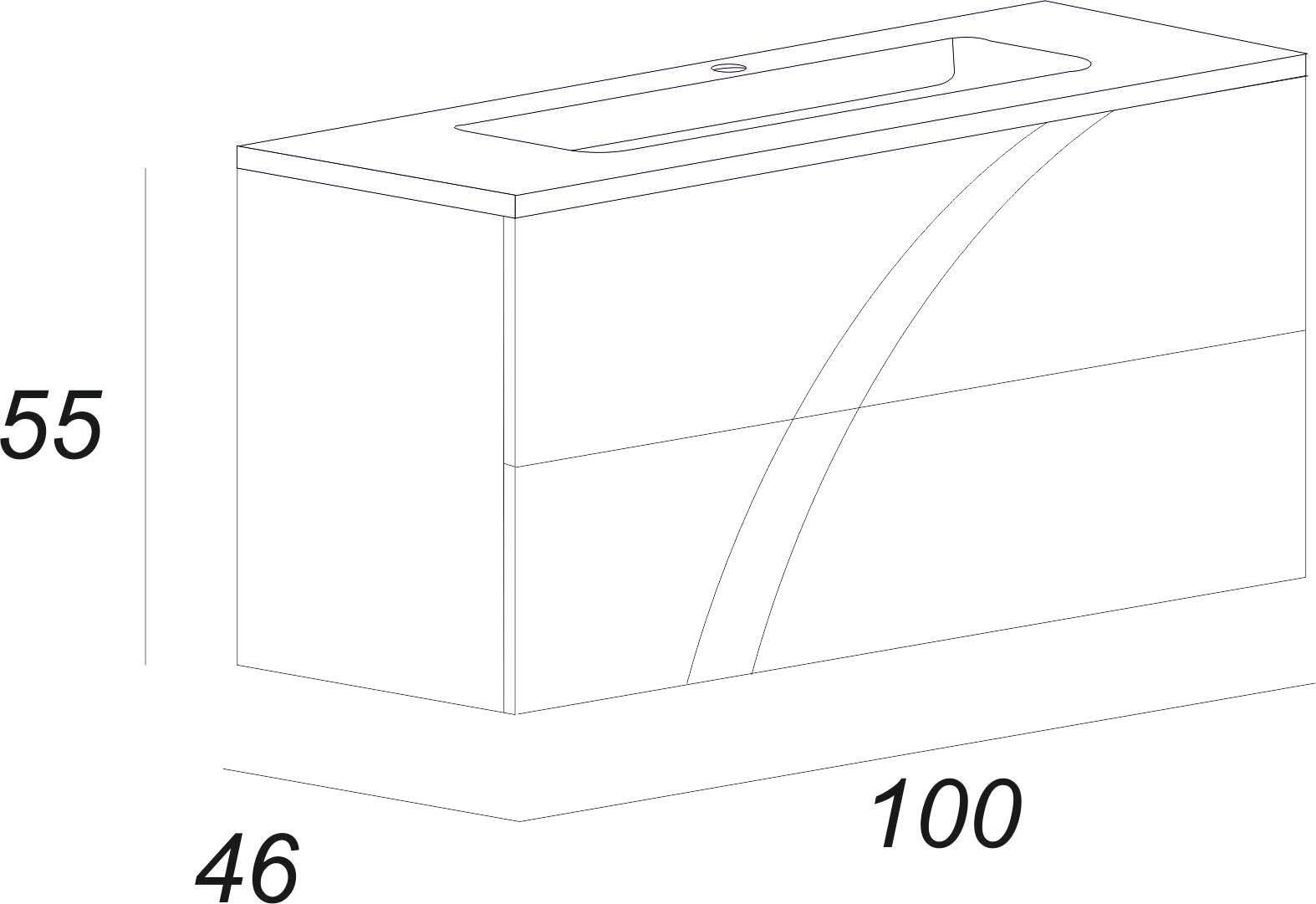 Mobile bagno da fissare con lavabo Monica L 100 x H 55 x P 46 cm rovere tabacco effetto legno - 4