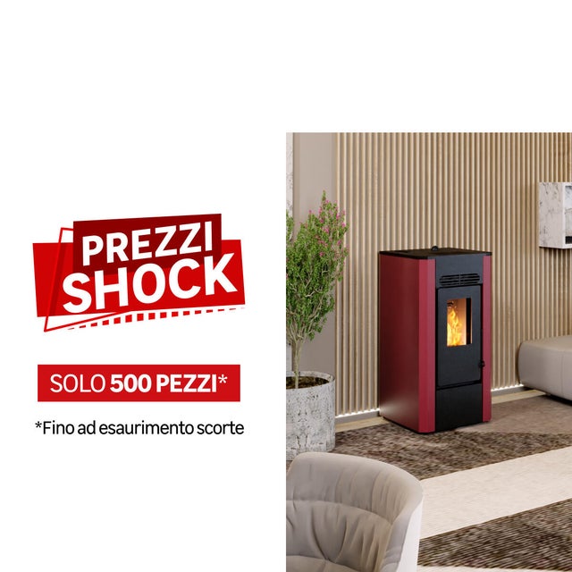 Stufa a pellet ventilata KARIN 8,9kW 8.1 kW bordeaux