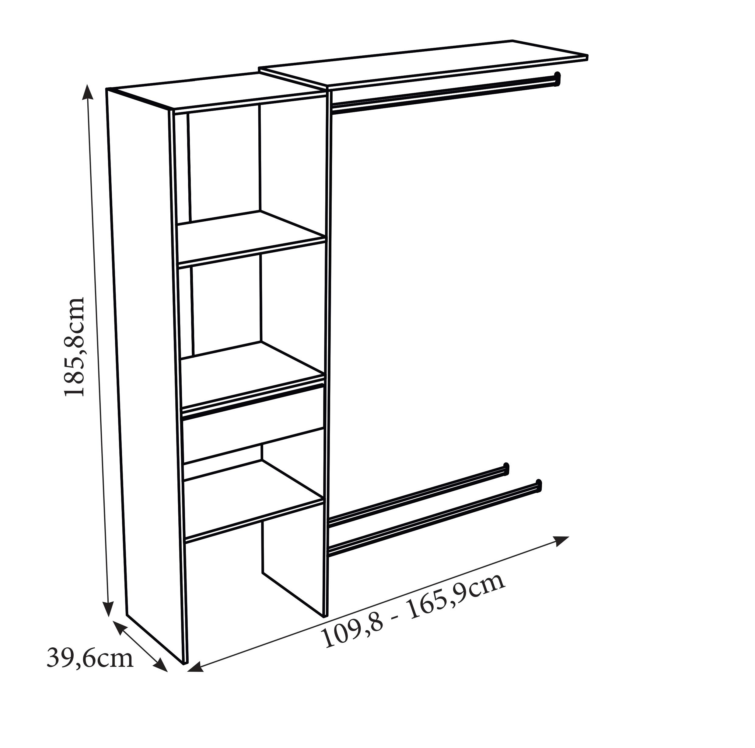 Kit dressing Aura recoupable blanc H.185.8 x L.165.9 x P.39.7 cm - 5