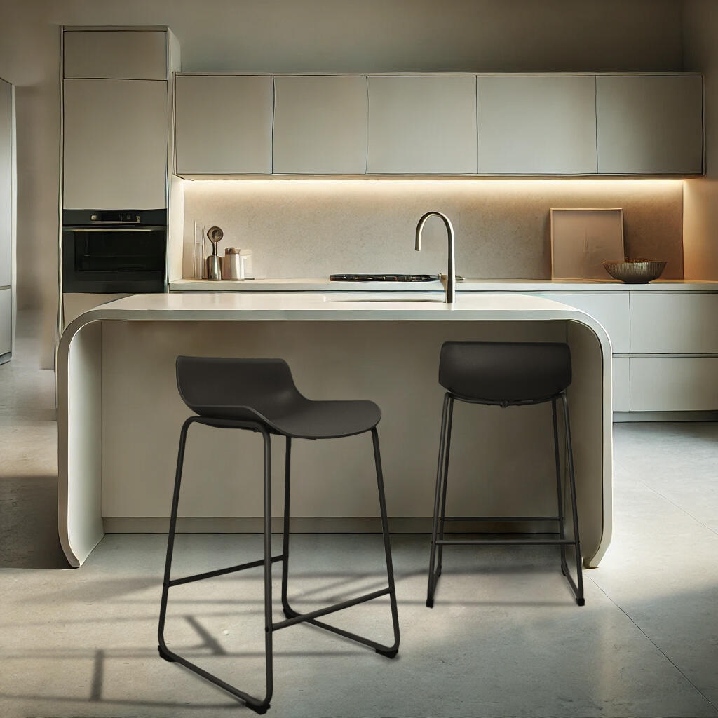 Tabouret Kumo en Plastique Noir – Lot de 2