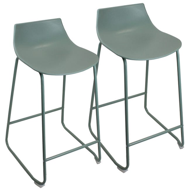 Tabouret Kumo en Plastique Vert – Lot de 2
