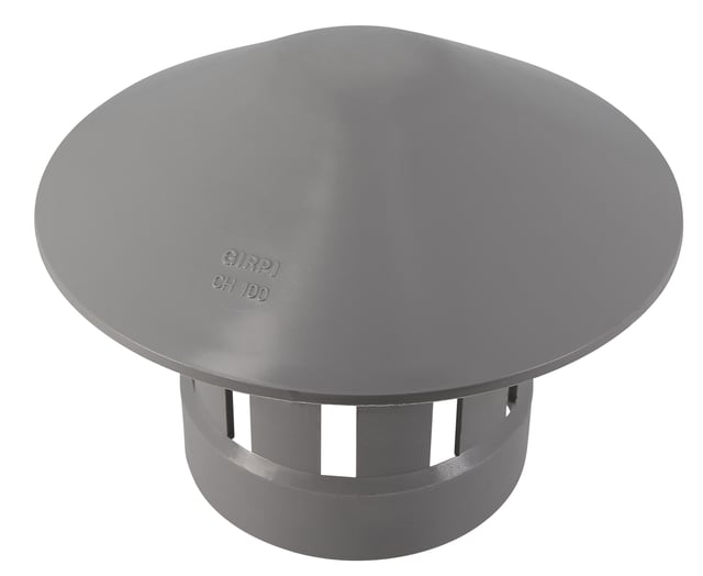 Chapeau de ventilation femelle pvc gris GIRPI, Diam.100 mm
