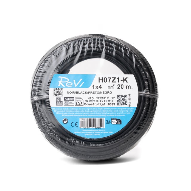 HILO FLEXIBLE LIBRE HALÓGENOS H07Z1-K 4mm2  NEGRO 20M