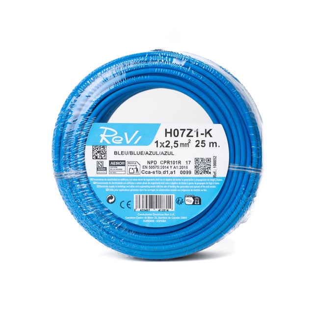 HILO FLEXIBLE LIBRE HALÓGENOS H07Z1-K 2.5mm2  AZUL 25M