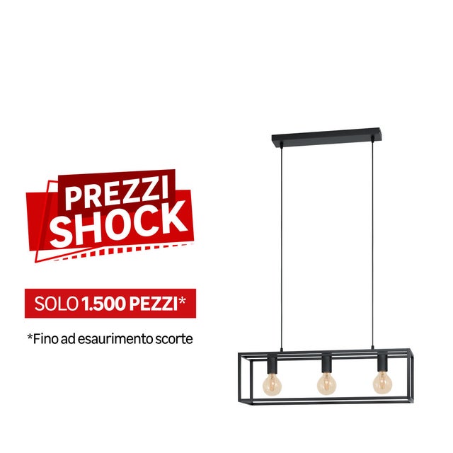 Lampadario Design Eldrick nero paralume nero 3x E27 Ø0cm INSPIRE