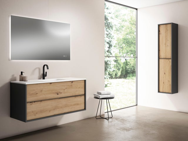Espejo de baño rectangular con luz LED funcional Retro 100 x 80 cm con antivaho, sensor, táctil color plata