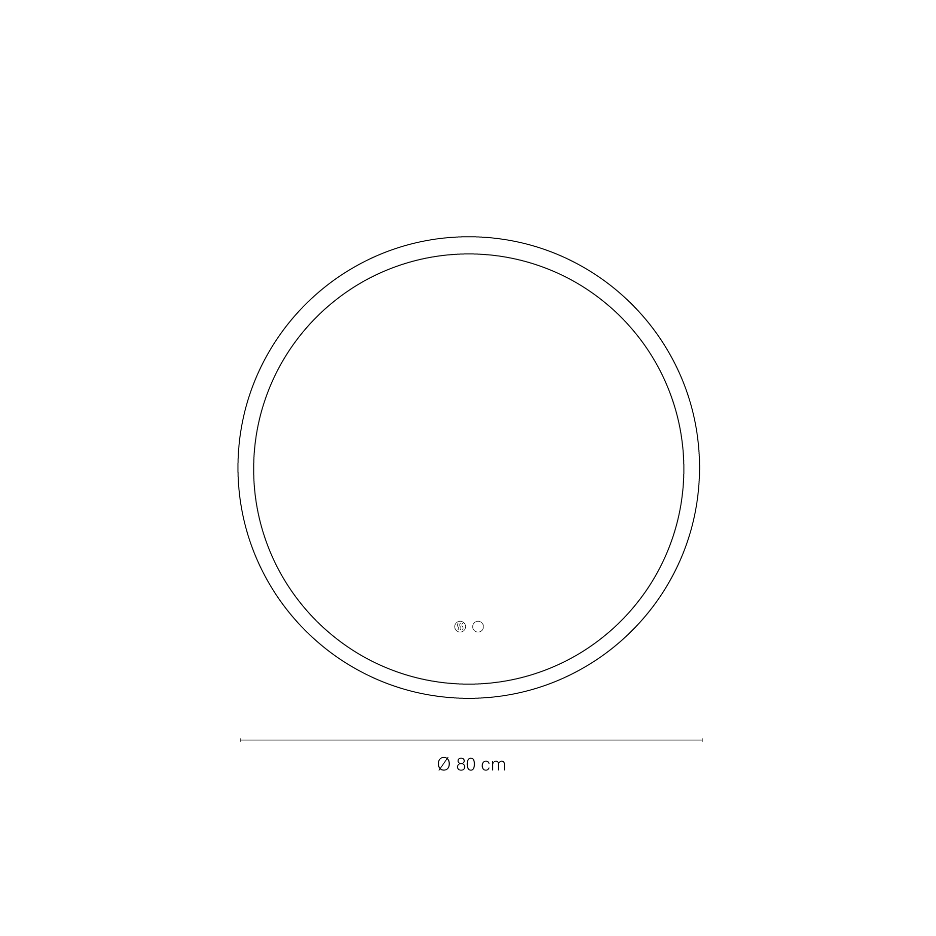 Espejo de baño con luz LED funcional,  Circle Acid gris/plata con antivaho, táctil 80x80 cm - 3