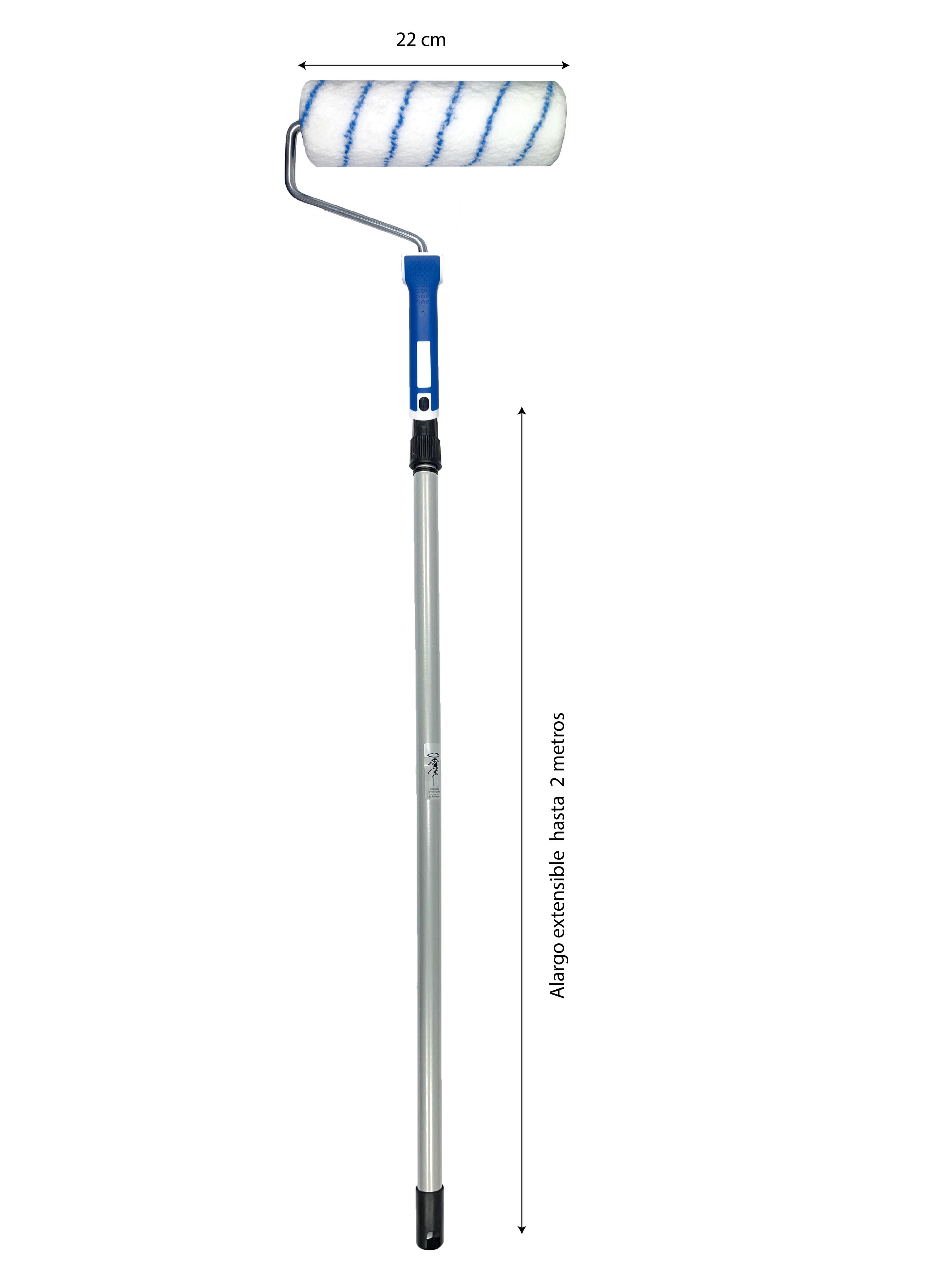 Kit para pintar fachadas lisas compuesto de rodillo 22x7,6 cm con mango bi material y varilla de acero de 8 mm + alargador extensible hasta 2 m CIRET - 2